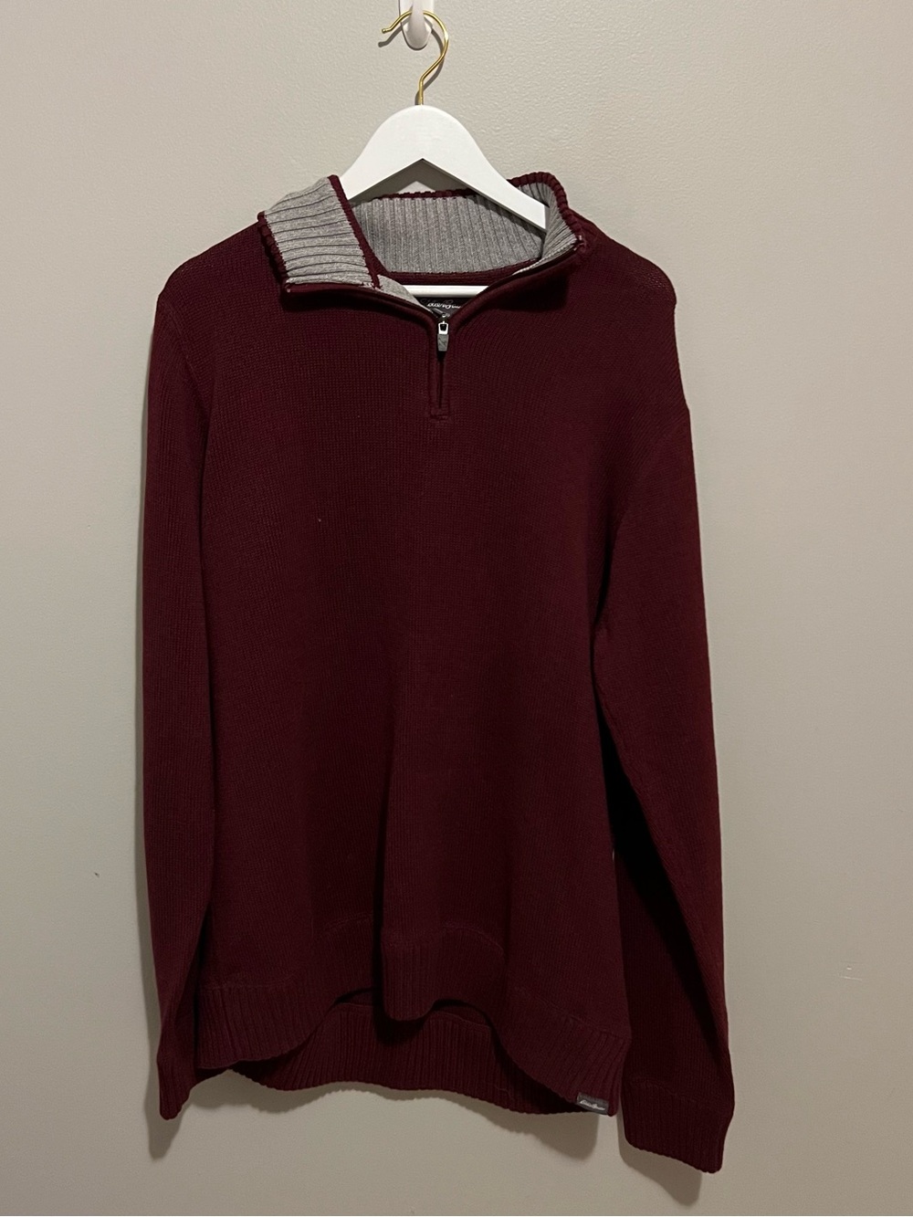 Eddie Bauer Maroon Half-Zip Sweater with Gray Trim